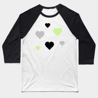 Agender Pride Hearts Pixel Art Baseball T-Shirt